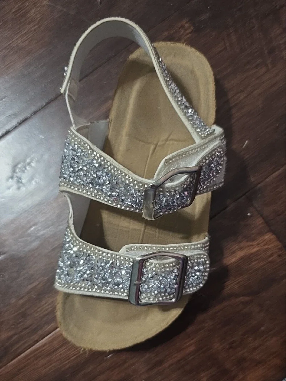 Girls' White Sparkle Buckle Sandals - Kids Shoes